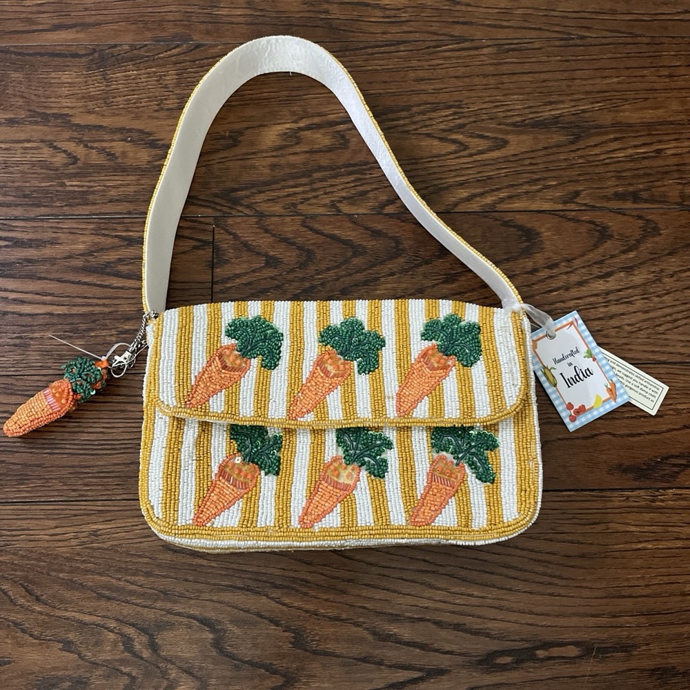 New Release Handcrafted in India Carrot Spring Vegetable Beaded Bag Viral TikTok